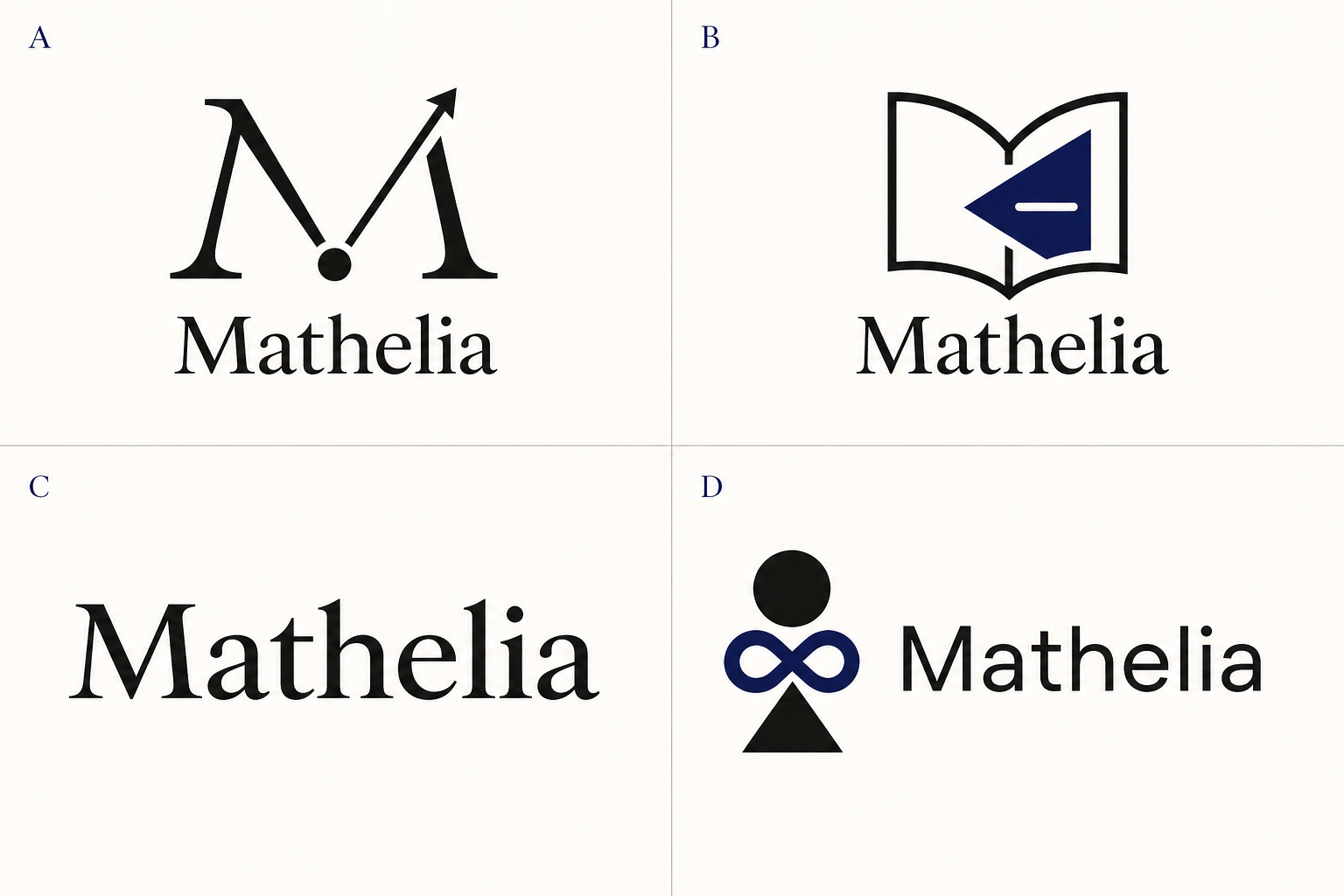 Matheliaのロゴ候補4案